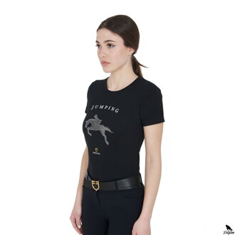WOMEN'S SLIM FIT T-SHIRT JUMPING černe