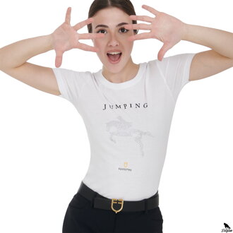 WOMEN'S SLIM FIT T-SHIRT JUMPING bíle