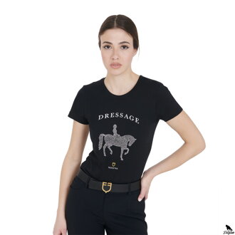 WOMEN'S SLIM FIT T-SHIRT DRESSAGE černe