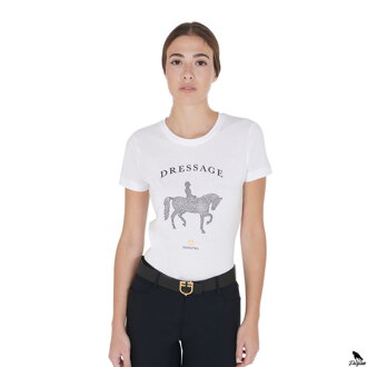 WOMEN'S SLIM FIT T-SHIRT DRESSAGE bíle