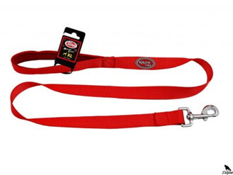 Nylonové vodítko s rukojetí - 2,5cm (120cm), červená