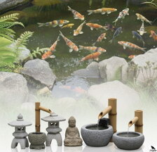 Decorations around the pond