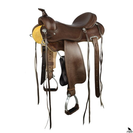 SADDLE TRAIL ROUND SKIRT 8020 FULL QUARTER SADDLE TREE hnedé