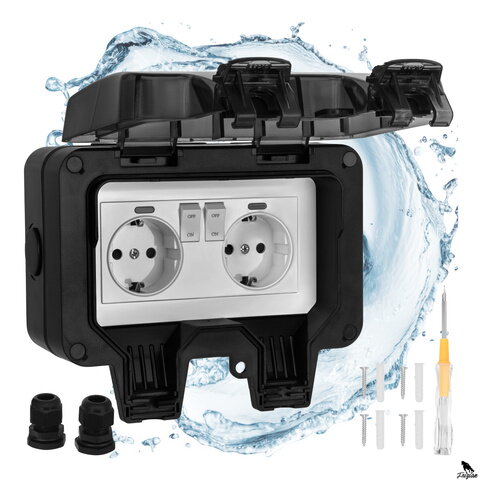 Double external socket 17x11x10cm Izoxis
