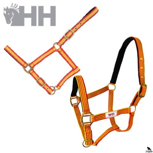 DVOJITÁ NYLONOVÁ HH STABILNÁ UZDA žlto-červená