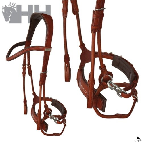 LEXHIS MENDI ANGLICKÁ UZDA S GUMOVÝMI OŤAŽAMI hnedá